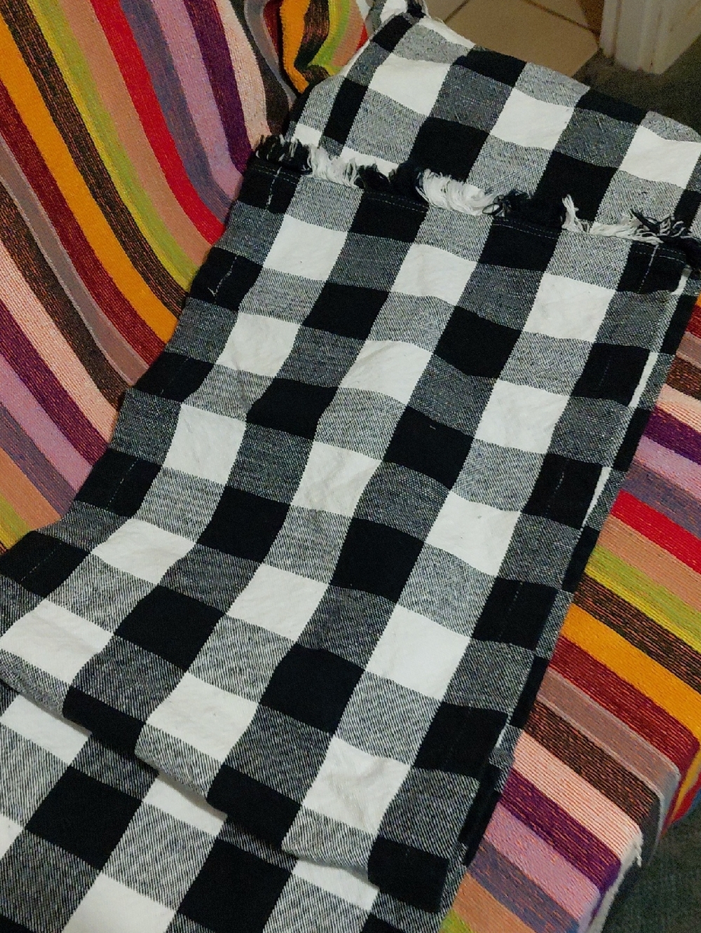 Mainstays Black and White Buffalo Check Throw Scarf